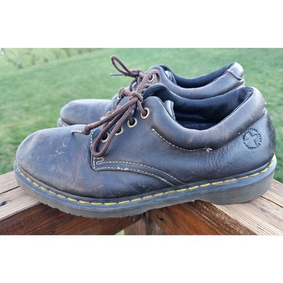 DOC MARTENS Boston BROWN LEATHER OXFORD SHOES MEN 9 Women 10 Distressed Vintage - Picture 3 of 10